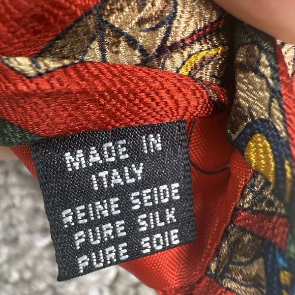 LAURA PEARSON Tie‎ CIGAR AFICIONADO RED GREEN BROWN SILK TIE ITALY - Picture 6 of 6